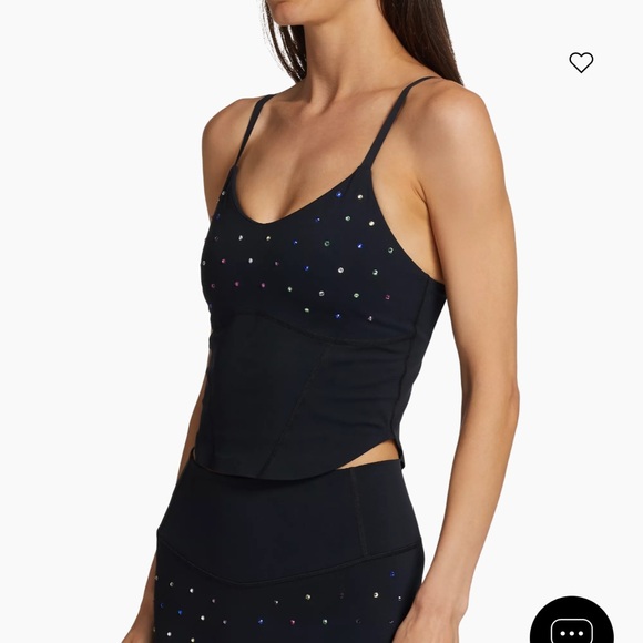 Terez Rhinestone-Embellished Crop Corset Black Top small - Picture 2 of 12